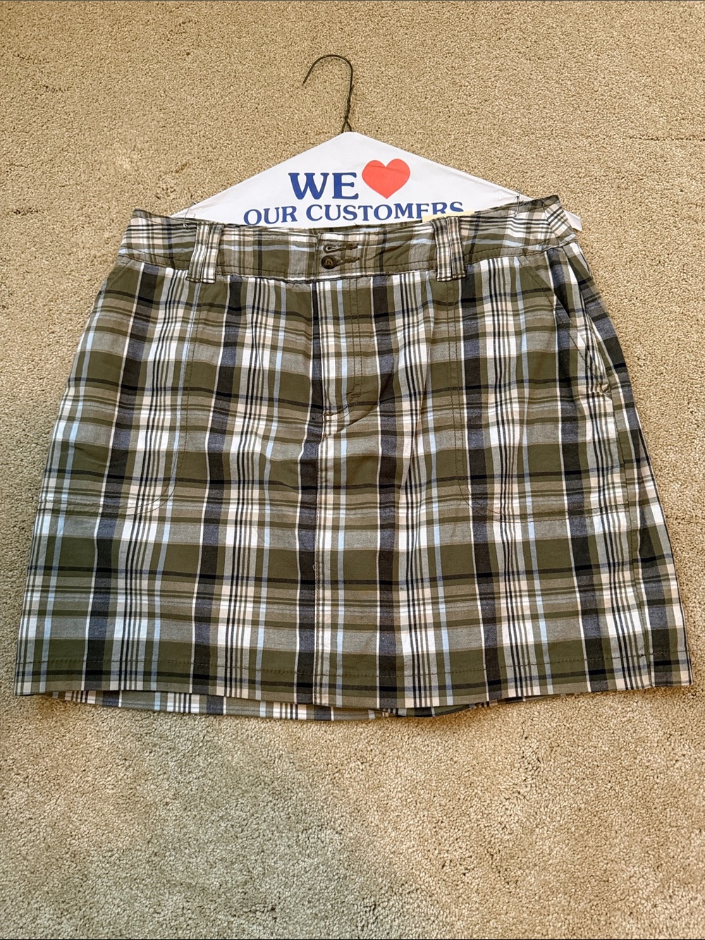 St. John's Bay Olive Plaid Women’s Skort